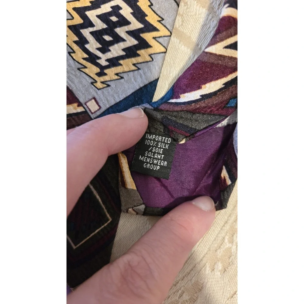 Vintage Save The Children Silk Tie Navajo Blanket Southwest Geometric